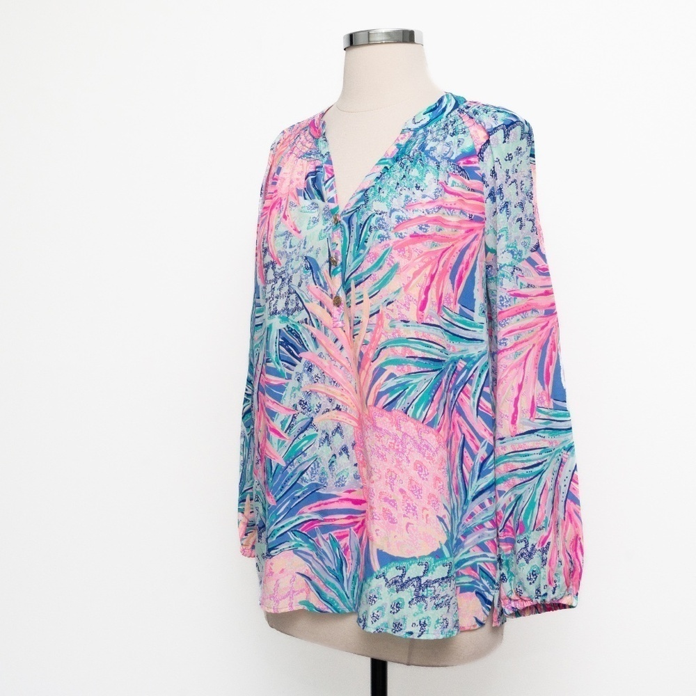 Lilly Pulitzer Elsa Silk Top Lilac‎ Thistle XS - Picture 10 of 13
